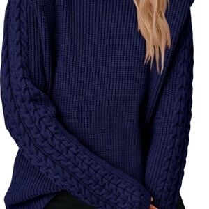Fashion Brand Women's Fisherman Cable Knit Sweater XL BLUE Brand New!